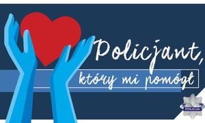 Logo konkursu, policjant, który mi pomógł